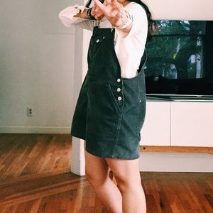 ASOS Cord Dungaree Dress in Washed Khaki